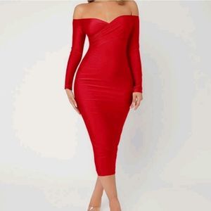 Red Criss Cross Bodycon Dress